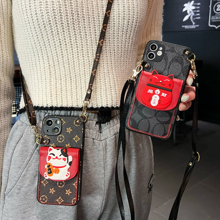 新年红坎宁安适用于OPPOReno14pro手机壳Reno14零钱包13pro喜庆12se斜跨绳11/10硅胶9pro插卡8se招财猫7/6i