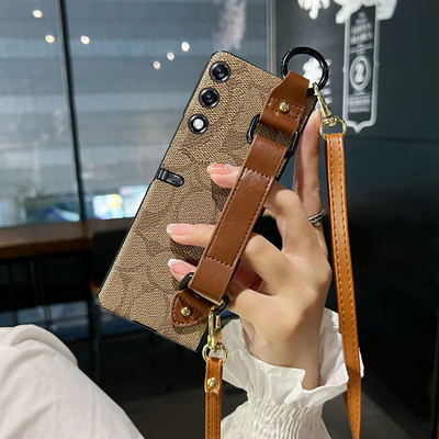 适用荣耀VPurse手机壳purse折叠屏腕带支架honor全包VPurse背带斜跨挂绳保护套男女时尚防摔欧美复古皮纹百搭