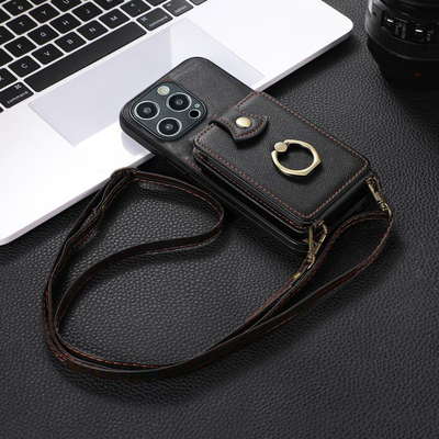 适用vivoS30Pro手机壳S30零钱包S20插卡套S19pro斜跨绳S15支架S18复古S17e折叠S16高档时尚创意防摔保护套