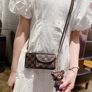 适用OPPOfindx6pro手机壳findx5复古findx3pro卡包findx2斜挎k9spro挂绳k7x方格纹k11x时尚 防摔k9x k10活力版