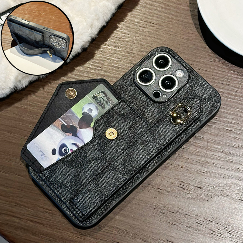 坎宁安适用于苹果16promax手机壳iphone15插卡套14plus腕带支架13折叠12商务11男女xs皮质XR简约7零钱包