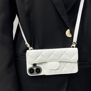 适用三星S24Ultra手机壳S23插卡套S22 a25菱格a35钱包S20女欧美 小香风S21FE手提包A55斜挎绳a34防摔A60s时尚