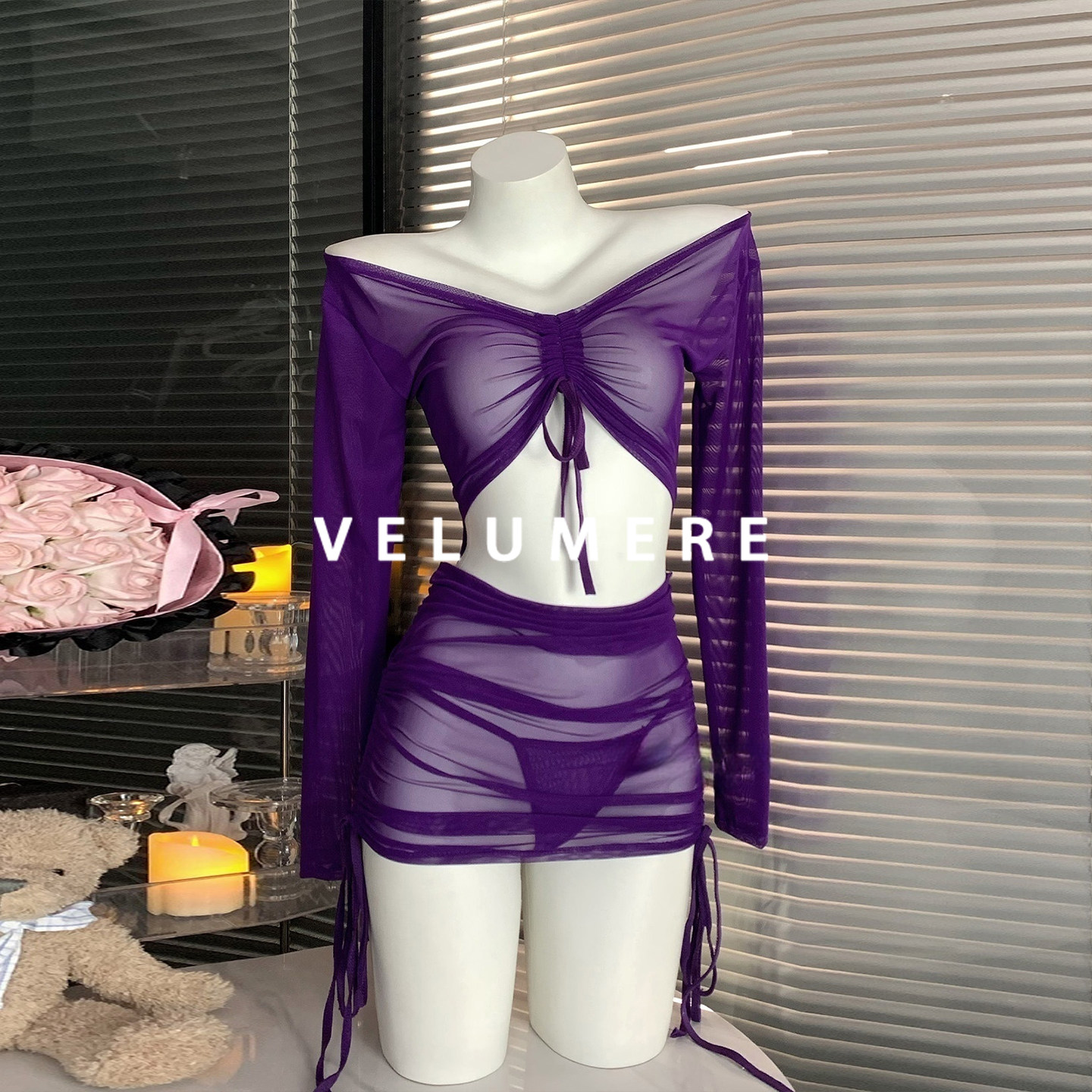 雾岛「情迷紫夜」紫色包臀褶皱连衣裙辣妹性感制服睡裙,女士内衣/男士内衣/家居服,内衣配件,淘宝优惠券,粉丝福利购,淘宝优惠卷