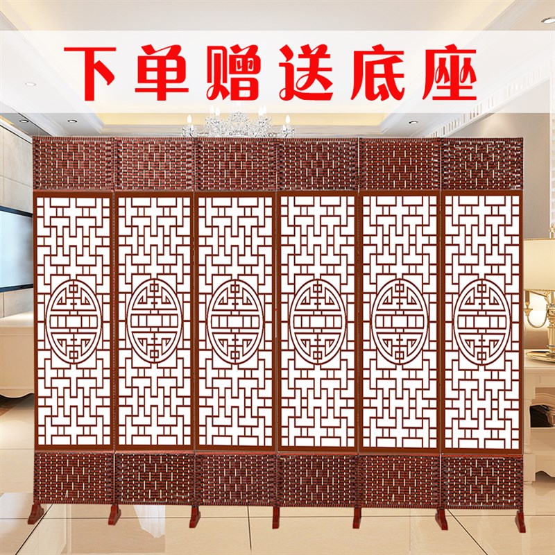 中式屏风隔d断可移动折屏折叠客厅背景遮挡装饰新款经典国风玄关