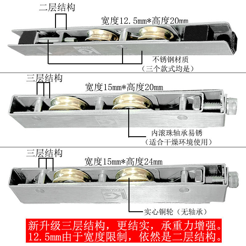 重型塑钢推拉g门滑轮断桥铝合金移门不锈钢双铜轮子隔断门滚轮配