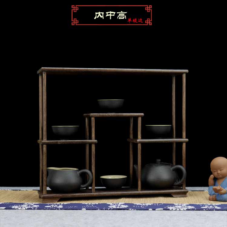 榫卯结构博古架小多宝阁茶u壶架杯架鸡翅木新款展示架小摆件收纳