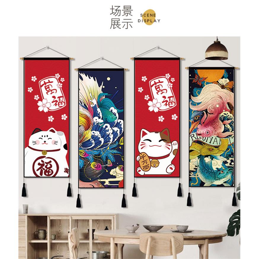 挂毯装饰画挂画电表箱家用装饰布艺挂布日式招财猫挂毯居酒屋挂旗