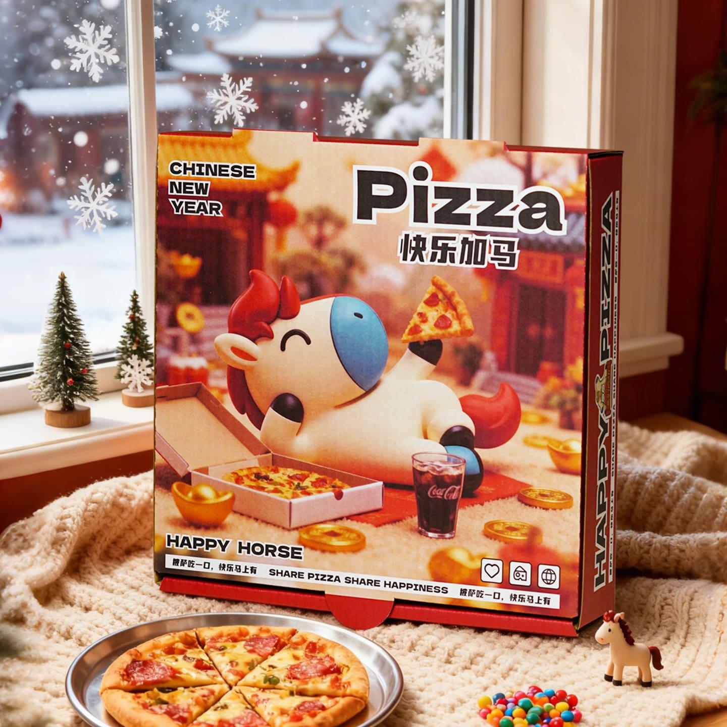 原创设计烘焙披萨盒比萨外卖打包pizza定制7/8/9/10/12寸加厚瓦楞