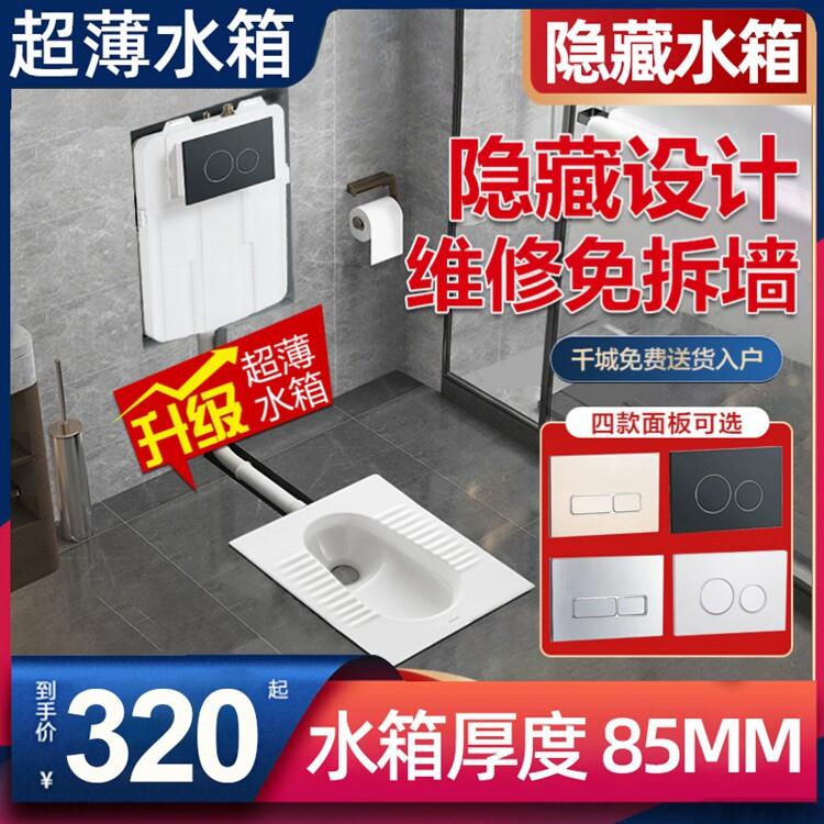 蹲便器隐藏式水箱 超薄款蹲厕蹲坑蹬便器大便器入墙式冲水箱家用