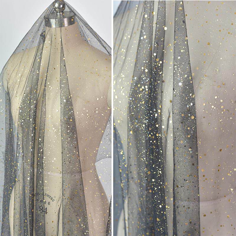 多色烫粉烫金刺绣蕾丝网布网纱婚纱服装手工diy洒金设计师面料