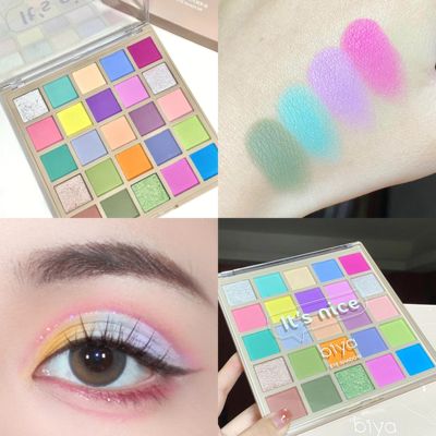Biya比雅二十五色眼影盘马卡龙盘闪粉珠光亮片纯欲橘棕色平价新手