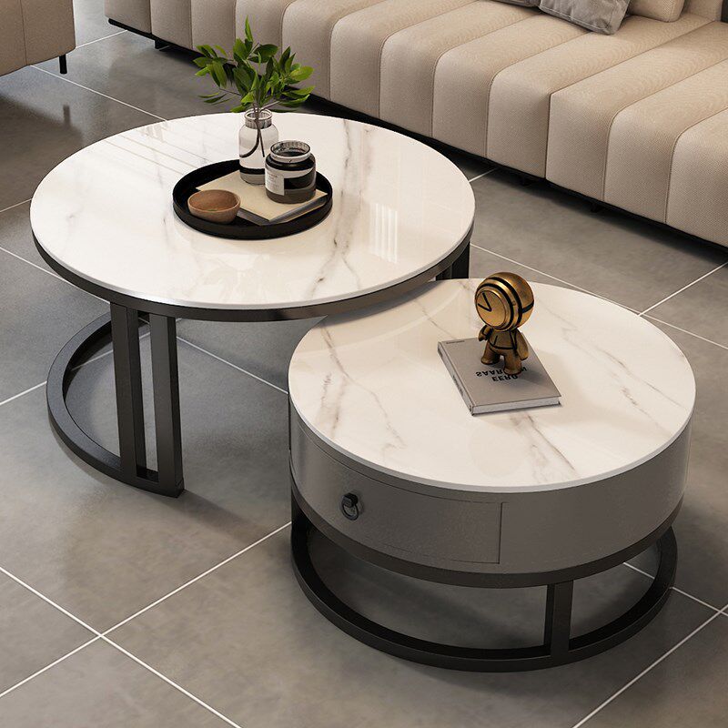 岩板茶几0现代简约网红圆形小户型客厅家用极简折叠,住宅家具,茶几,淘宝优惠券,粉丝福利购,淘宝优惠卷