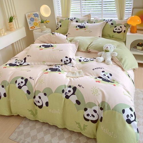 ins风水洗棉四件套小清新被套纯色床单款床上用品学生宿舍三件套4