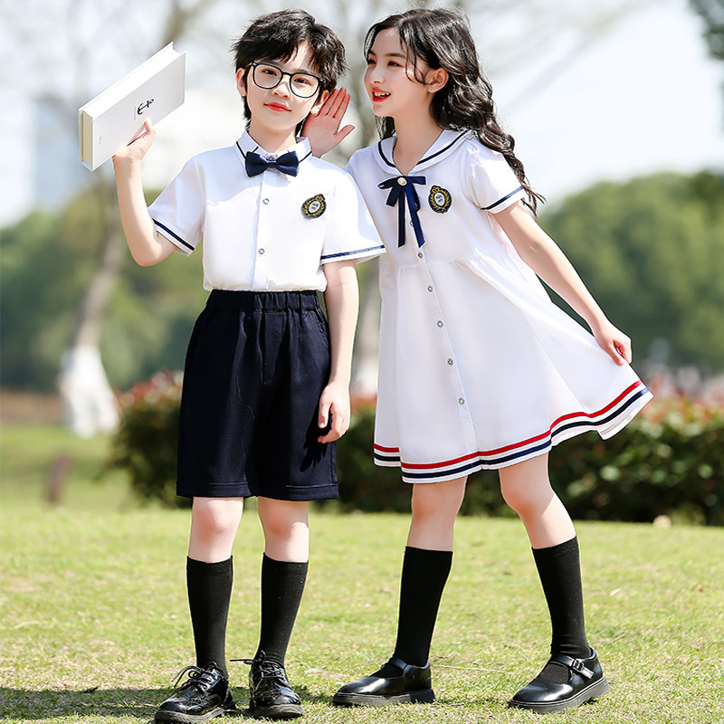 六一儿童合唱演出服幼儿园园服纯棉连衣裙夏季毕业照服装学院校服