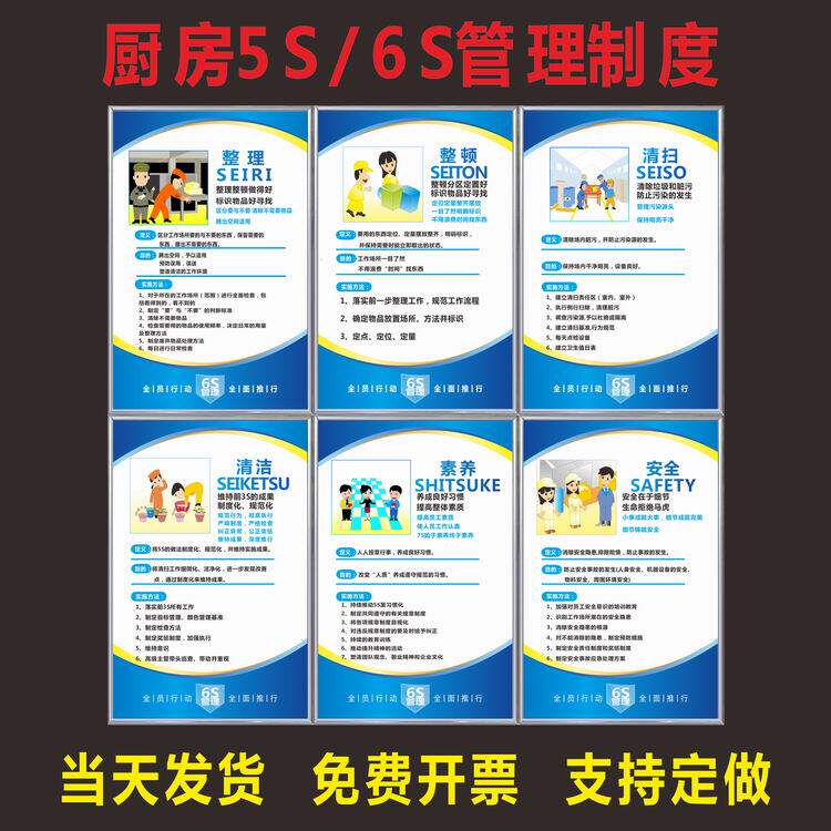 厨房管理度牌厨房食品安全管理度厨房标识五常六常管理