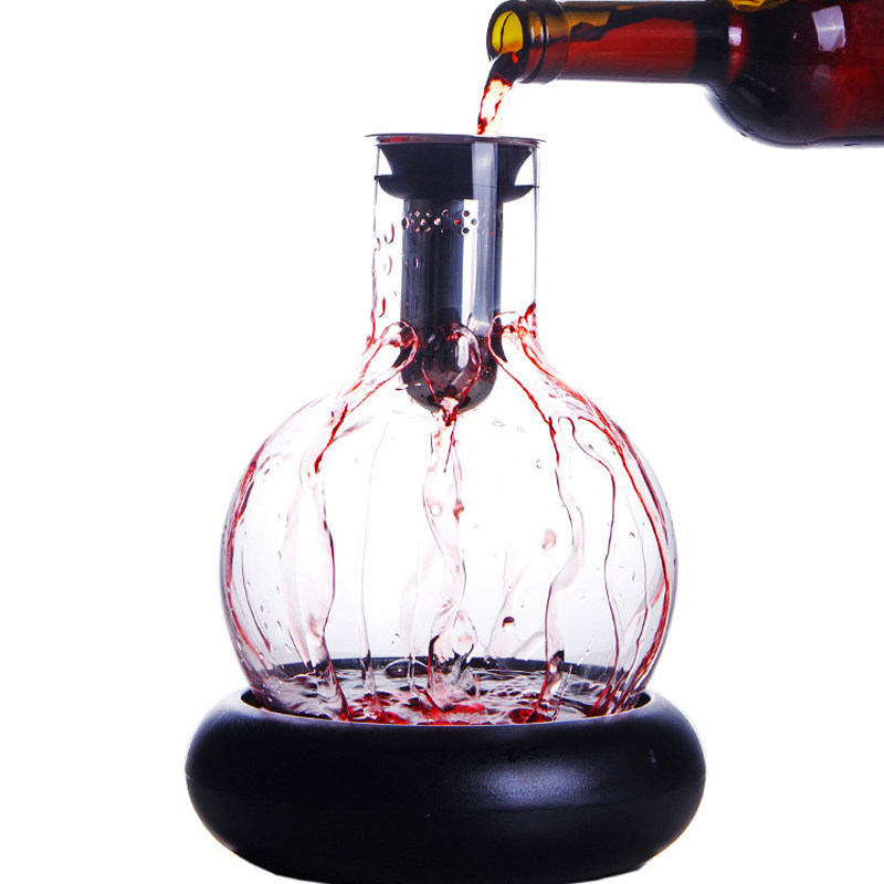 红酒快速过滤醒酒器底座保冰葡萄酒过滤盖倒酒壶