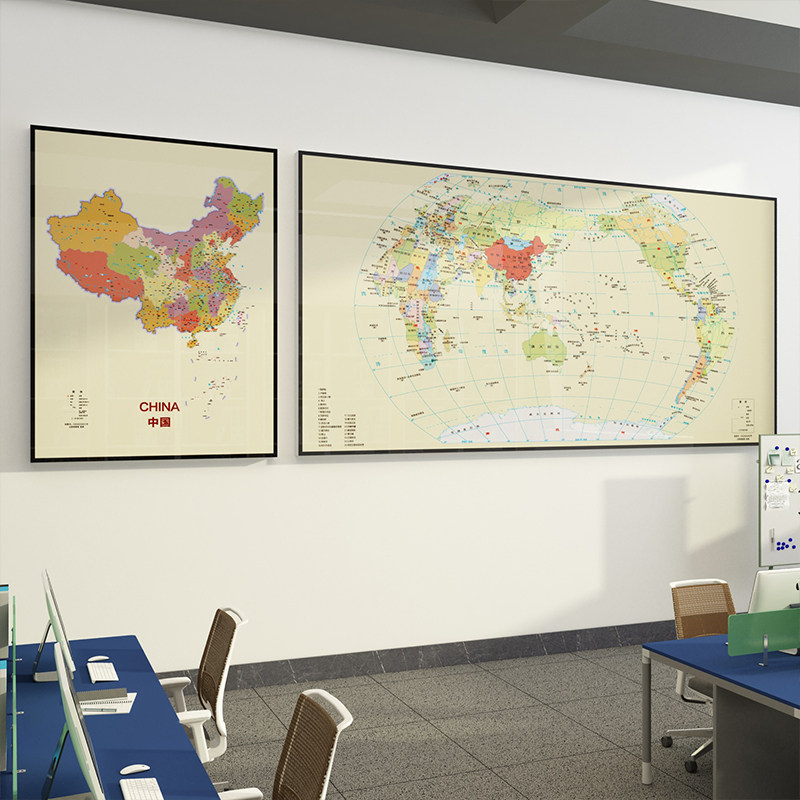 中国世界地图旅行社团队旅游公司背景文化墙立体墙贴纸