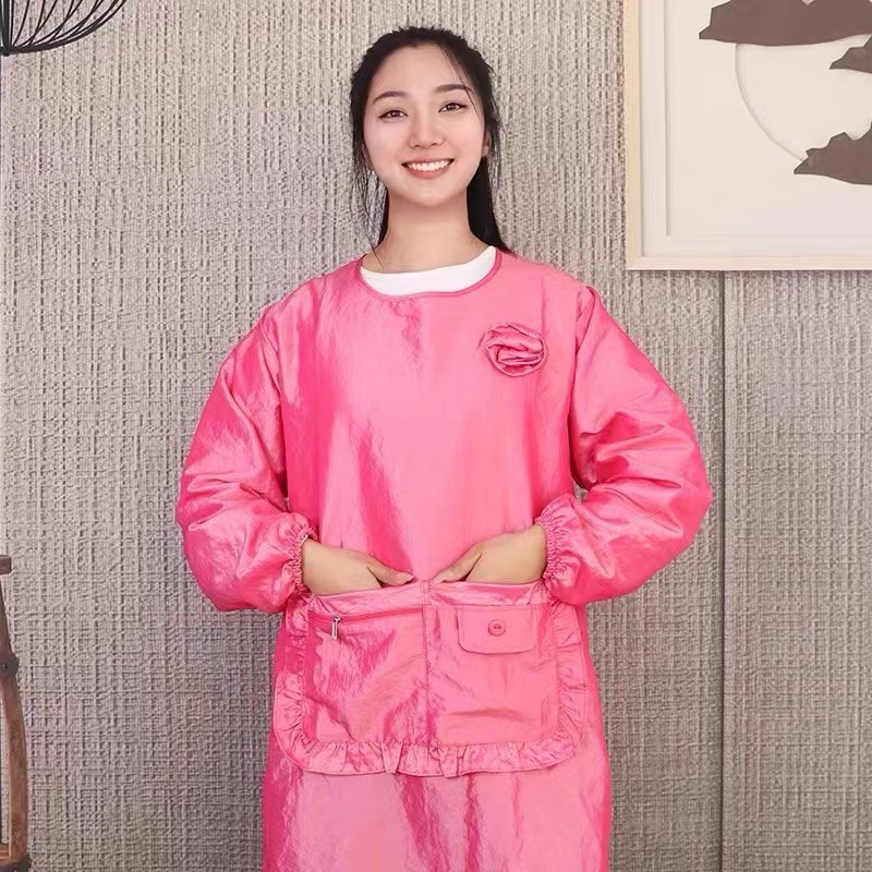 韩版女士油工作服厨房做饭色长袖围裙韩国面罩衣反穿衣