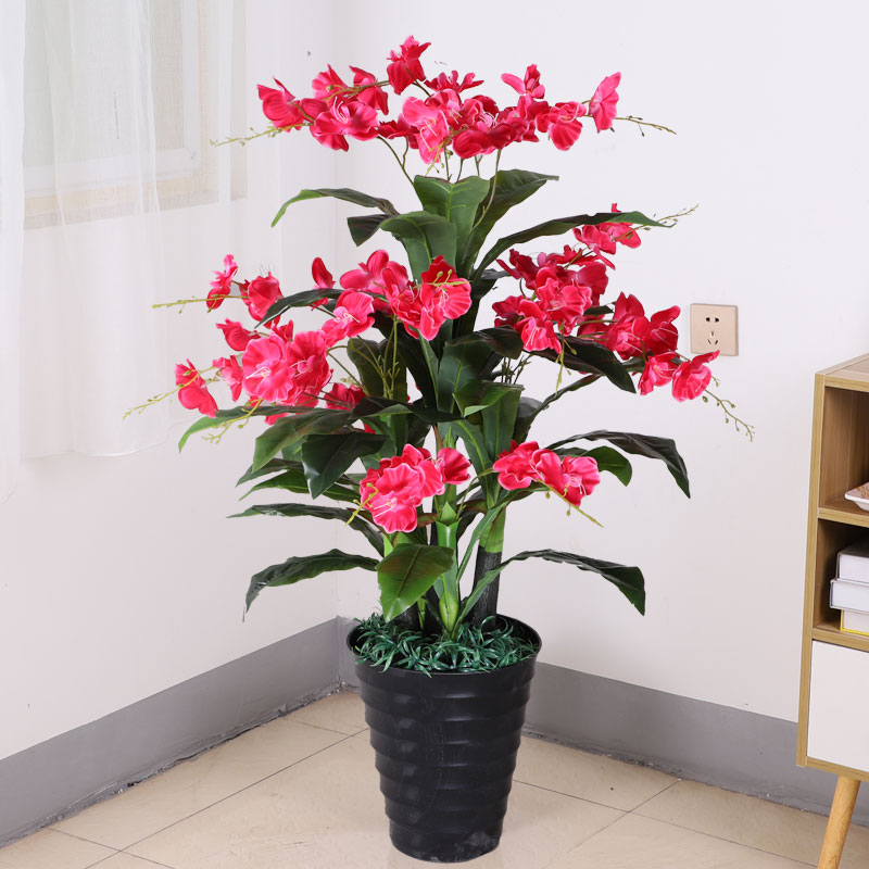 蝴蝶兰假花仿真绢花室内型落地仿真植物假树盆景栽