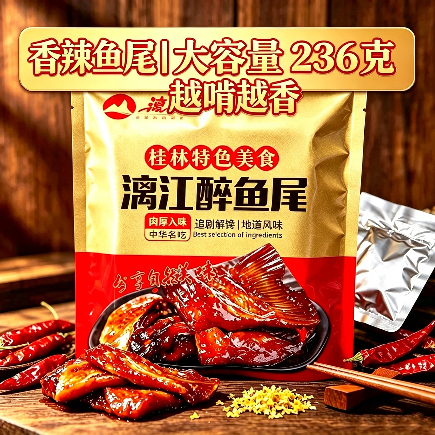 桂林特产漓江醉鱼香辣鱼尾伴手礼