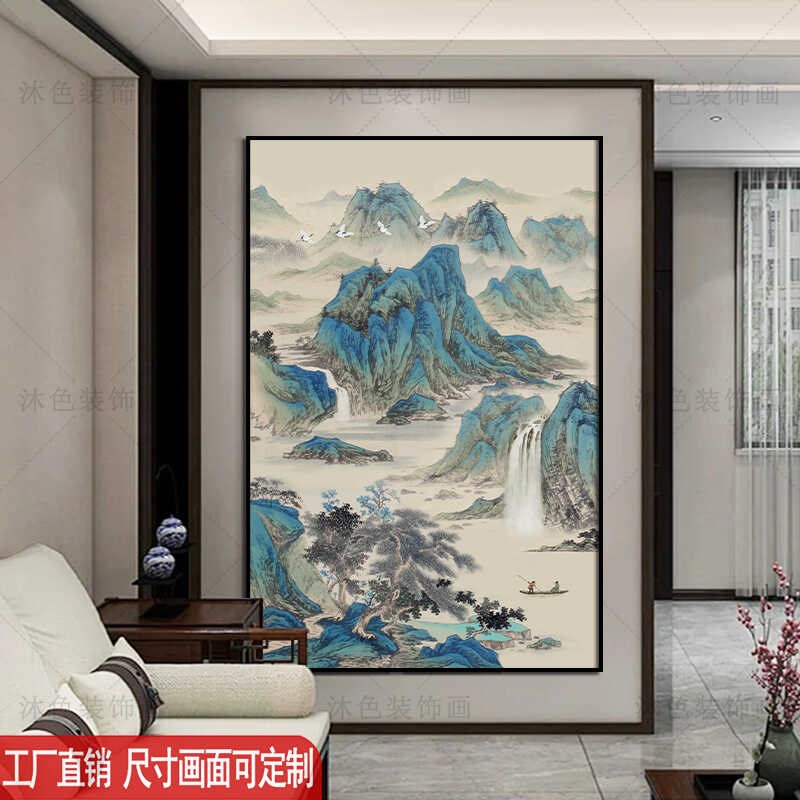 新中式客厅背景墙装饰画民宿酒店卧室床头晶瓷画茶楼茶室饭厅挂画