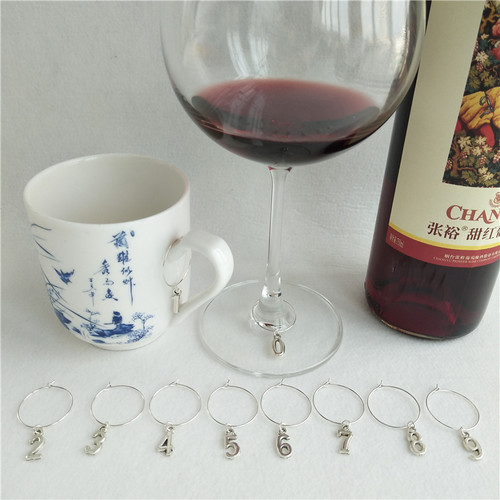 数字金属酒杯标记红酒杯区分器聚会杯识别器酒杯标识杯记号