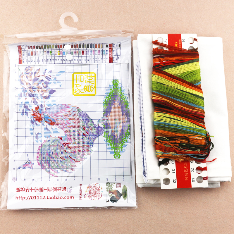 水溶印花十字绣抱枕大吉大利十二生肖鸡客厅卧室汽车靠垫自己绣