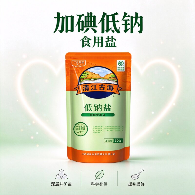 【上市国企】井矿盐绿色加碘低钠盐家用盐食用盐精制盐300g/袋