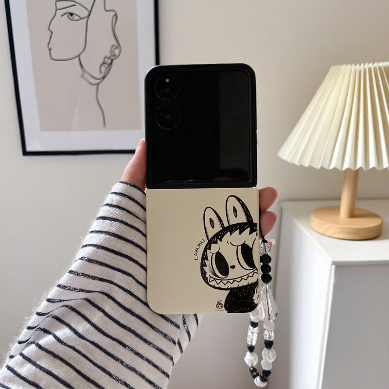 适用小米mix2手机壳华为Pocket2小PuraX折叠壳OPPO FindN3摩托罗拉razr60手链三星Zflip7保护套5撞色线条布布