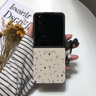 适用华为P50Pocket手机壳PuraX三星Zflip7小折叠OPPO 5小米mix2保护套撞色星星小熊 FindN3摩托罗拉razr60新款