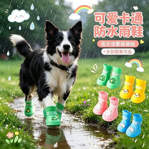边境牧羊犬专用狗狗雨鞋防水中大型犬下雨天脚套防脏宠物狗雨靴高