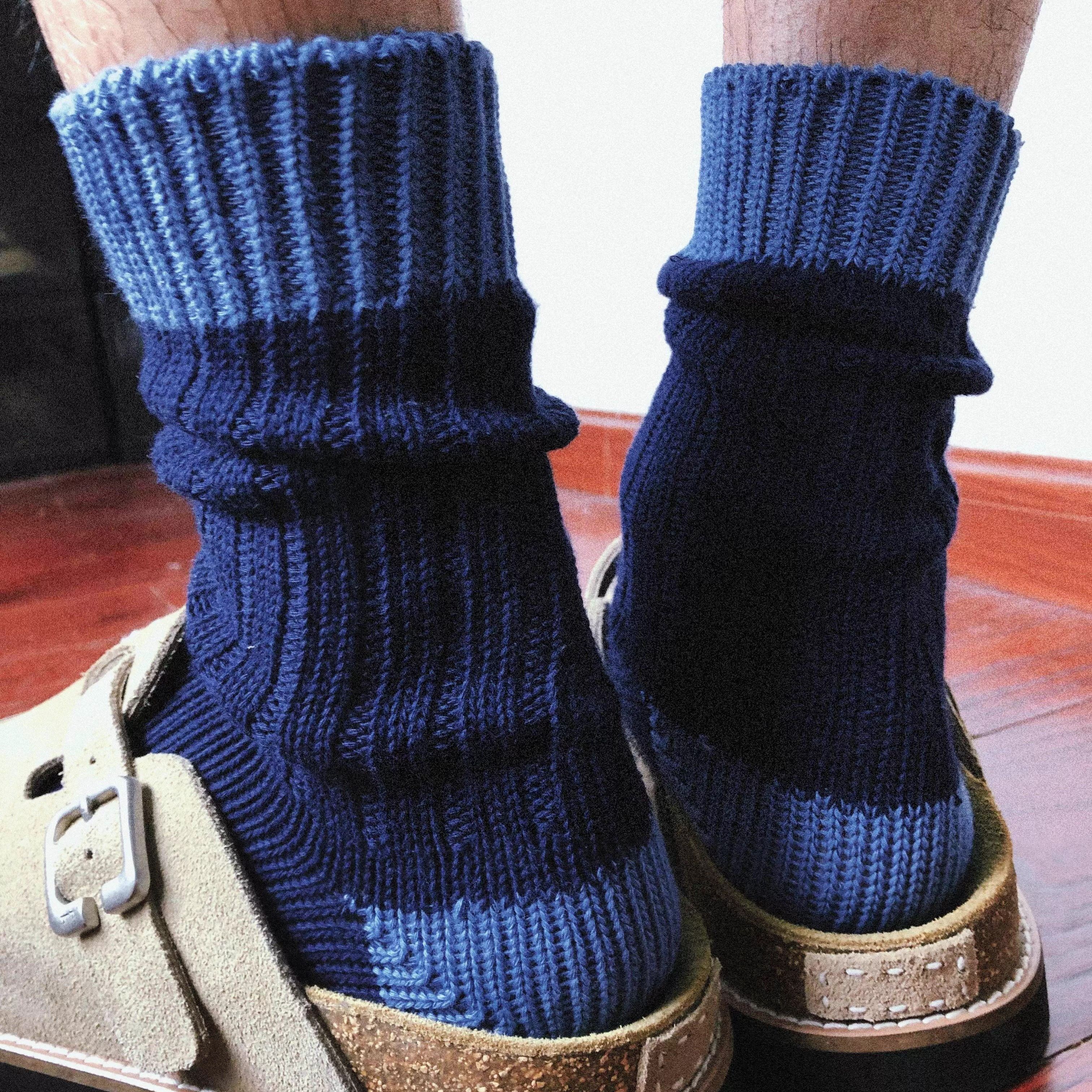 TREETALLIFE袜子男袜泡泡袜男粗线 线袜子长袜泡泡袜毛线 线袜撞