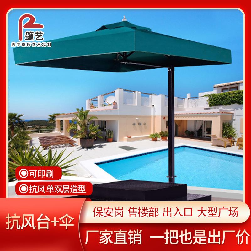 户外遮阳伞保安岗亭伞站岗台伞物业形象站台门卫户外伞手摇直边伞