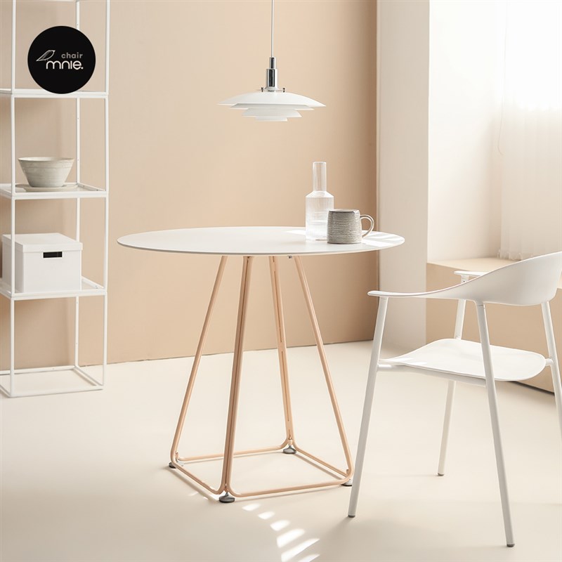 北欧圆桌奶油风桌子现代简约家用小户型书桌岩板餐V桌奶茶店洽谈