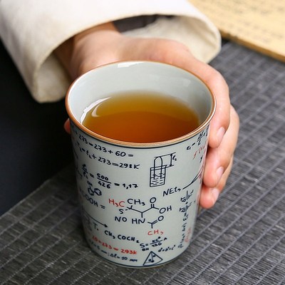 草木灰茶杯主人杯陶瓷理科生可乐杯茶具礼物O个人专用家用功夫茶