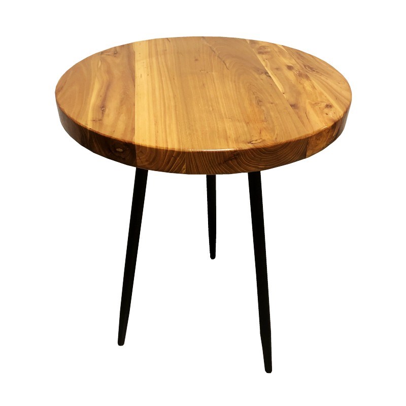 实木圆桌老榆木h餐桌大板阳台休闲小茶桌咖啡桌吧台桌会议桌小书