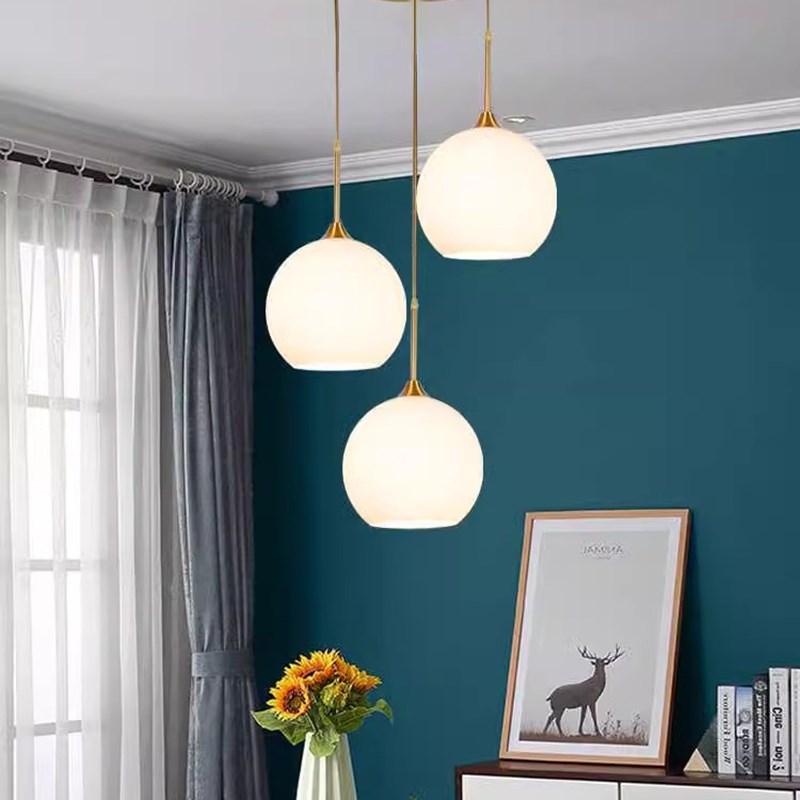 玻璃圆球吊灯金色创意餐厅理发店简约床头店铺商用奶茶店吧台灯