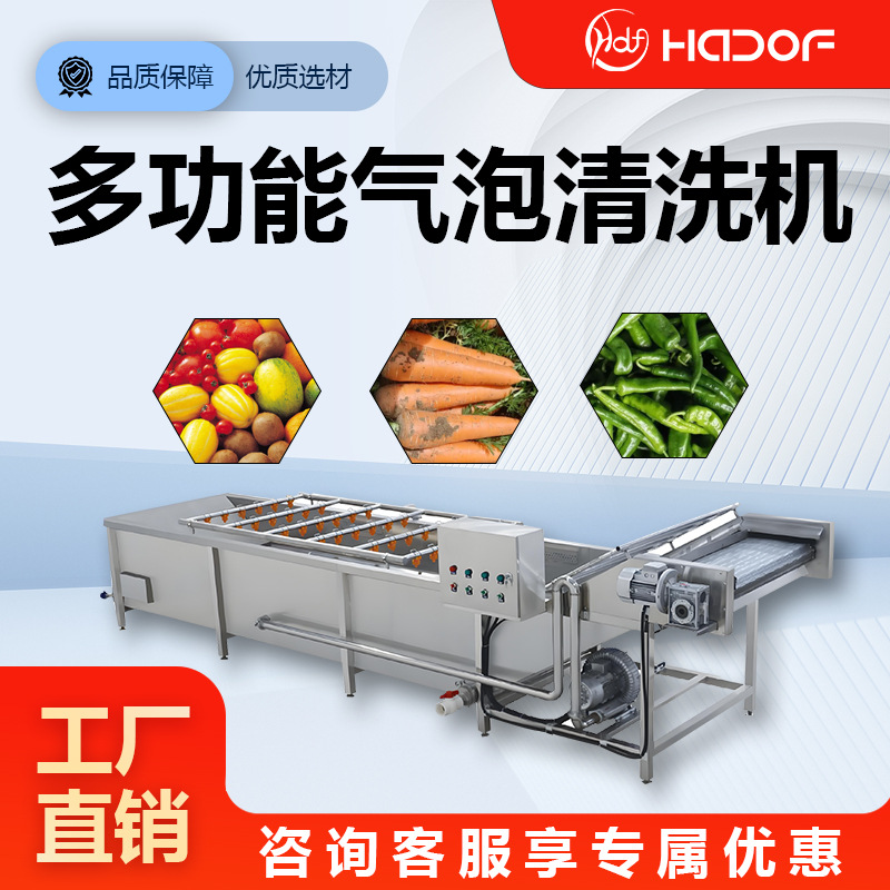 商用秋葵气泡清洗机桃子李子高压喷淋清洗去农残果蔬加工清洗产线