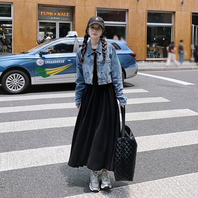 【现货】牛仔外套 黑色背心裙3029-外套P115K168 裙子P105K158