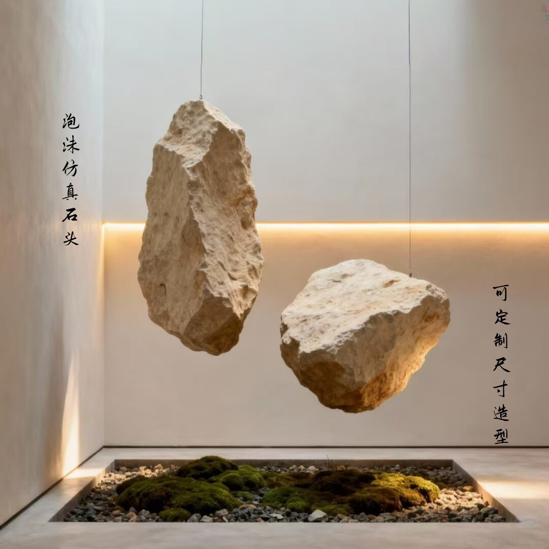 真石漆泡沫仿真石头黄蜡石定制悬浮石头假山造景景观装饰摆件落地
