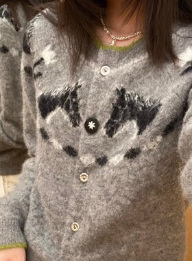 ICEYY marchen秋季慵懒风卡通印花针织开衫女童趣感休闲百搭上衣