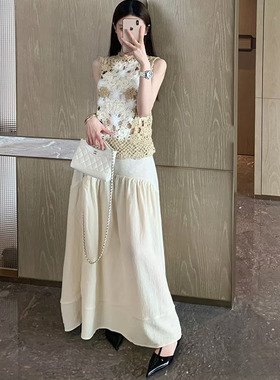 ICEYY swa法式复古镂空针织背心设计感羊毛立体花朵无袖上衣ying