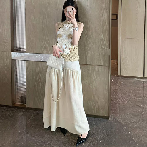 swa法式复古镂空针织上衣女ying