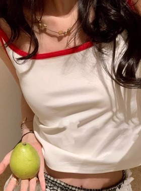 ICEYY marchen休闲简约设计感海鸥背心女甜美宽松百搭吊带短上衣