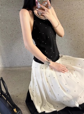 ICEYY marchen设计感波点露珠挂脖背心女法式辣妹风显瘦吊带上衣