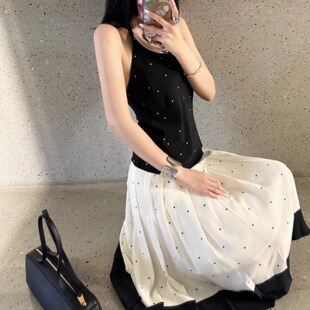 ICEYY marchen设计感波点露珠挂脖背心女法式辣妹风显瘦吊带上衣