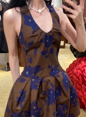 ICEYY shushu设计感重工立体花朵连衣裙女气质名媛风收腰显瘦长裙