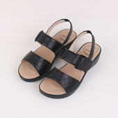 出口欧美原单女士小羊皮坡跟凉鞋 舒适真皮防滑足底按摩休闲凉鞋 女