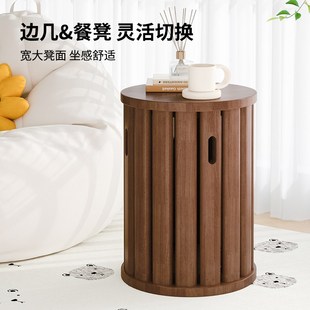 叠叠乐现代吃饭凳子餐 家用可叠放凳凳实木圆凳子t茶几原木新中式