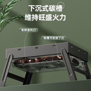 烧烤炉家用c烤肉架露营户外小型烤炉不锈钢折叠炉子木炭架子全套